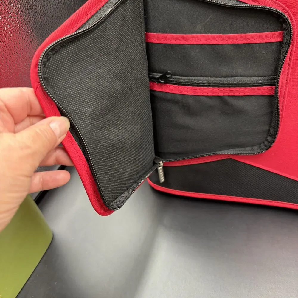 Mead Five Star Trapper Keeper Binder Red And Black Zip Up. 3 Zippers:3 Files.New